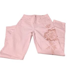 Chico's Pink Floral Embroidered Pantsuit